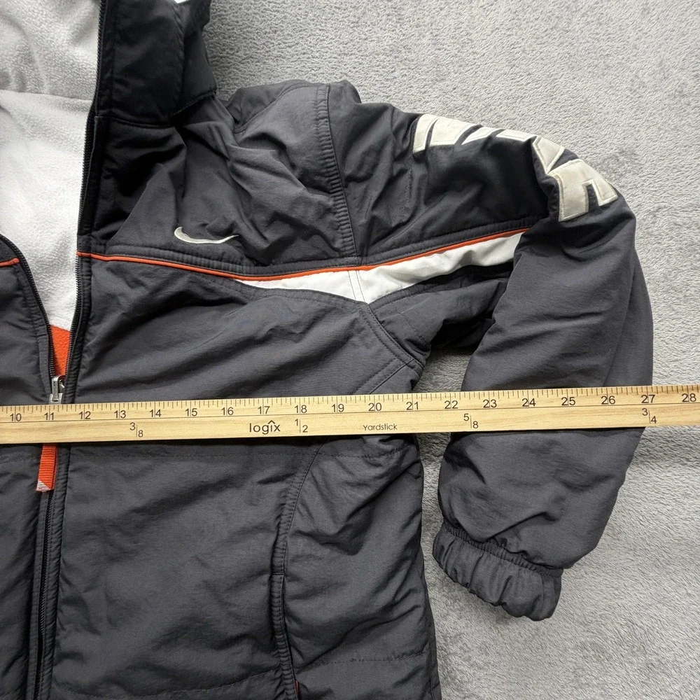 Nike Jacket Youth 10-12‎ Gray Orange Reversible Hooded Fleece Lined Puffer